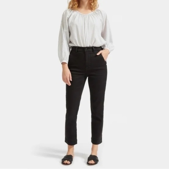 Everlane Denim - Everlane The Slim Leg Crop Jeans Black Size 4 High Rise Stretch Denim